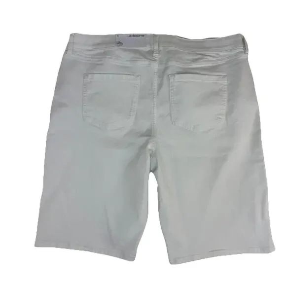 NWT Liz Claiborne Sara Short Mid Rise Bermuda Shorts Sz 16 White Slimming Flex - Picture 2 of 9